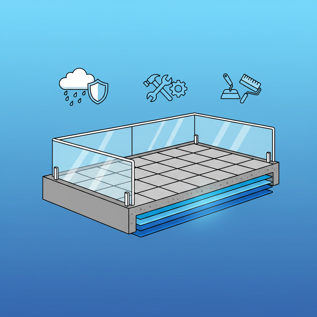 防水層の断面図と工程イラスト